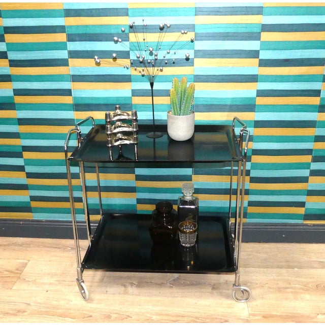 Small, elegant bar or tea trolley folding dinette design classic by gerinol, bremshey & co., or similar folding dinette,...