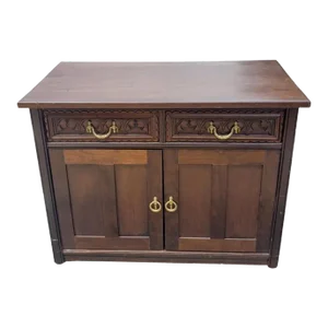 American Empire Walnut Cupboard / Server Cabinet / Credenza , Circa 1890s