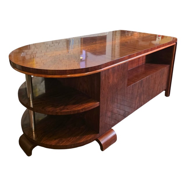 Art Deco Maeterlynck Desk in Indian Rosewood, Belgium, 1930s For Sale