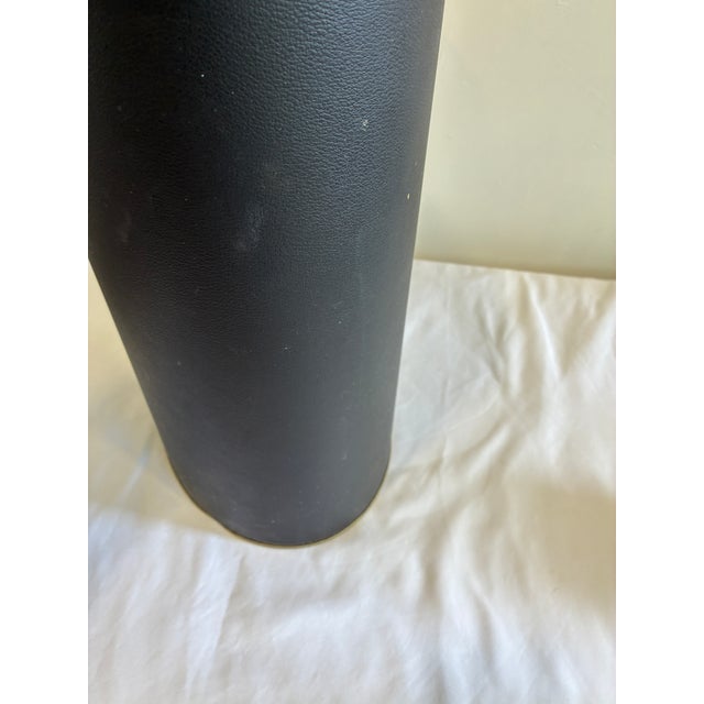 Metal Vintage Mid-Century Black & Gold Wastebasket With Handle For Sale - Image 7 of 12
