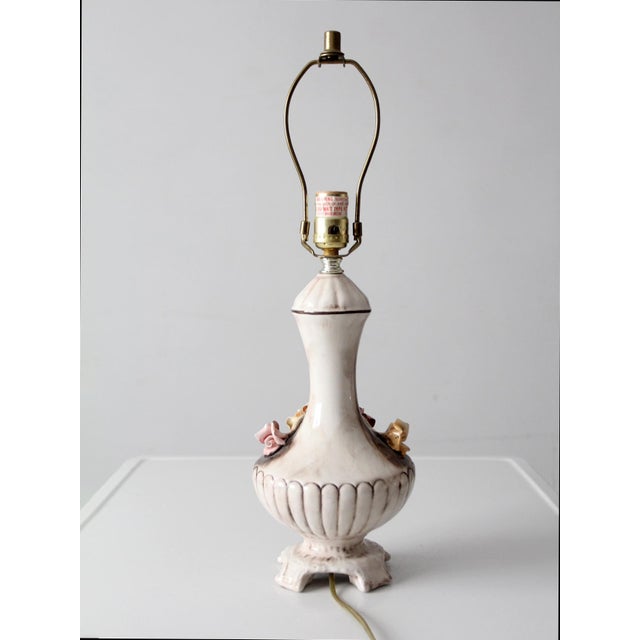 Ceramic Mid 20th Century Italian Capodimonte Porcelain Floral Lamp For Sale - Image 7 of 13