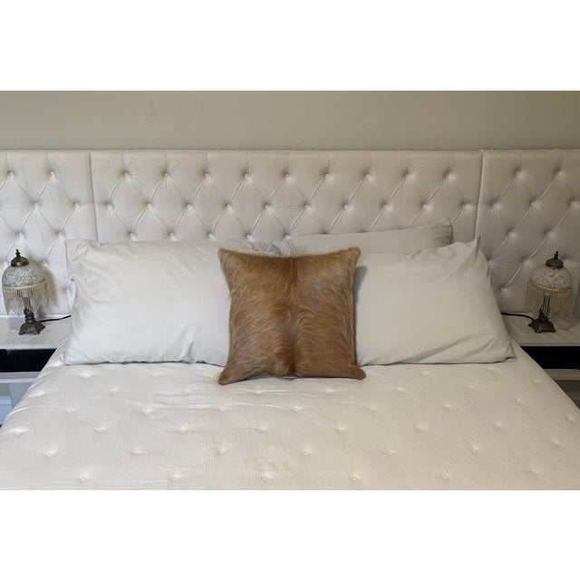 18” X 18” Premium Colombian Champagne Long-Haired Cowhide Pillow Cover - Handcrafted by Pablo Sota Designs For Sale - Image 11 of 11