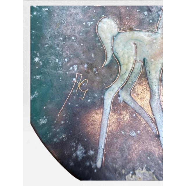 1950s Dutch Mid-Century Enamel on Copper Fawn Dish, Sagitta Workshop Style, Signed Hg, C. 1955–1970 For Sale - Image 5 of 11