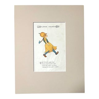 2-Sided Print from "Flower Children" (1910) w/11x14 Mat: Tulip/LilyofTheValley For Sale