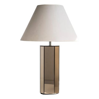 Vintage Tall Mirrored Table Lamp, 1980 For Sale