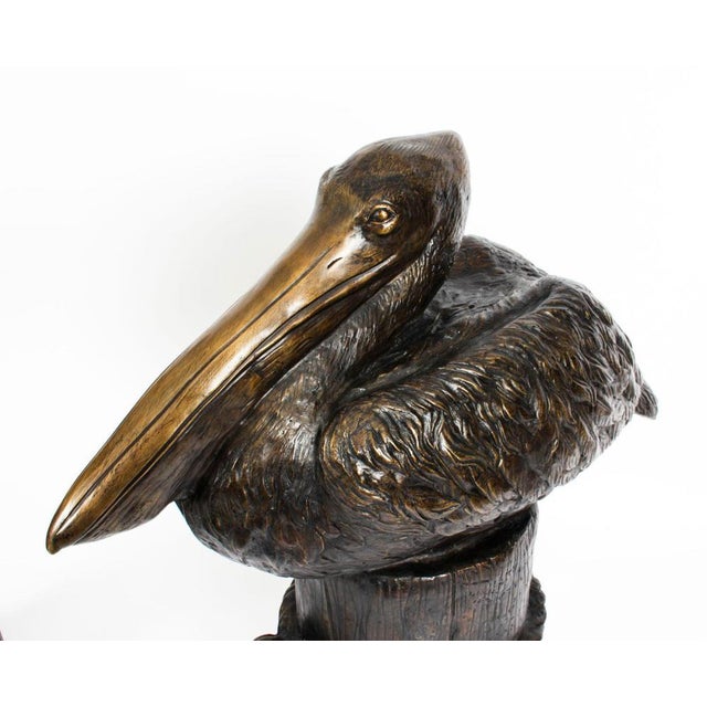 Bronze Pelicans on Mooring Posts, Late 20th Century, Set of 2 For Sale - Image 13 of 17