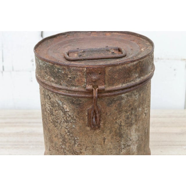 Rusty Gray Metal Drum Container For Sale - Image 4 of 9