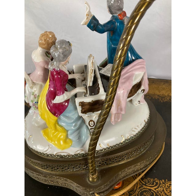 Vintage Musical Continental Porcelain Figurine Group Lamp Dresden Style For Sale - Image 13 of 17