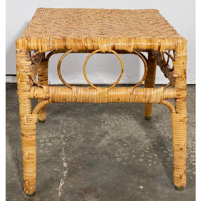 Late 20th Century Vintage Woven Wicker Side Table or Plant Stand For Sale - Image 5 of 8