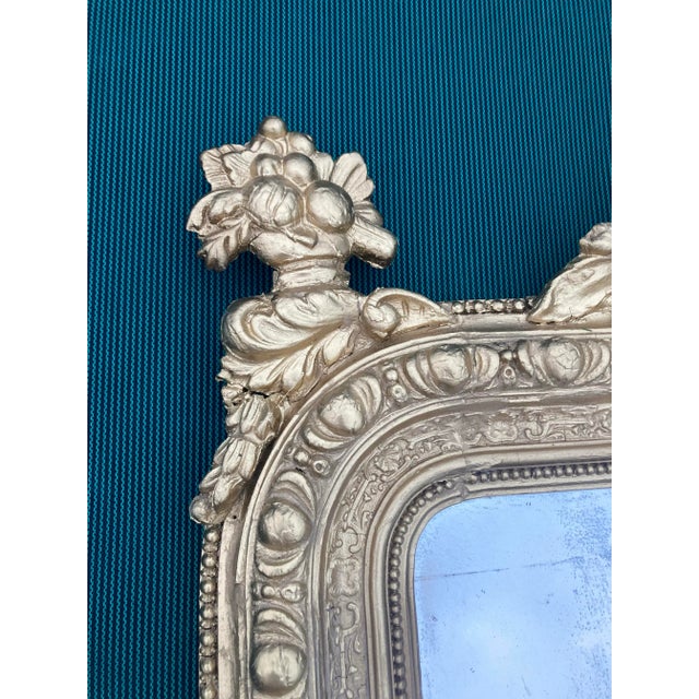 French Antique French Giltwood Crested Mirror For Sale - Image 3 of 12