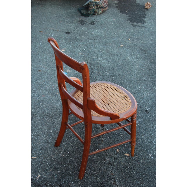 Wood Early 20th Century Vintage French Country Brown Cane Side Chair For Sale - Image 7 of 7