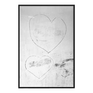 Contemporary Minimalist 'Modern Love' Hearts Print, Neutral Black and White Abstract Art, 21 X 31" Framed (Black) Fine Art Photography Print For Sale