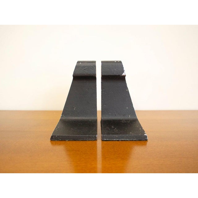 Metal Vintage Mid-Century Modern Rail Bookends Nickel Plate Railroad Tie Aubock Ben Seibel - a Pair For Sale - Image 7 of 8