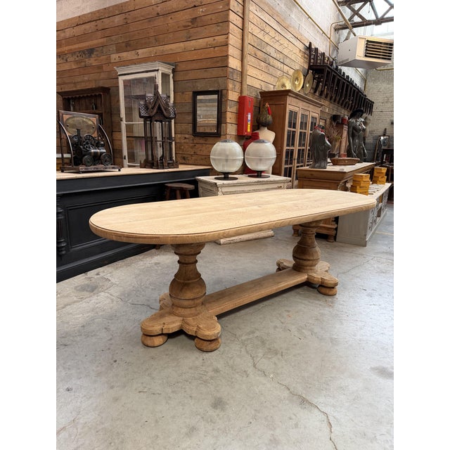 Oval Table in Solid Oak, 1960s For Sale - Image 4 of 11