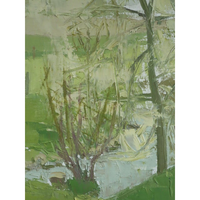 1959 Mid-Century Modern 'Whispering Canopy' Swedish Semi-Abstract Landscape Oil Painting, Framed For Sale - Image 11 of 13