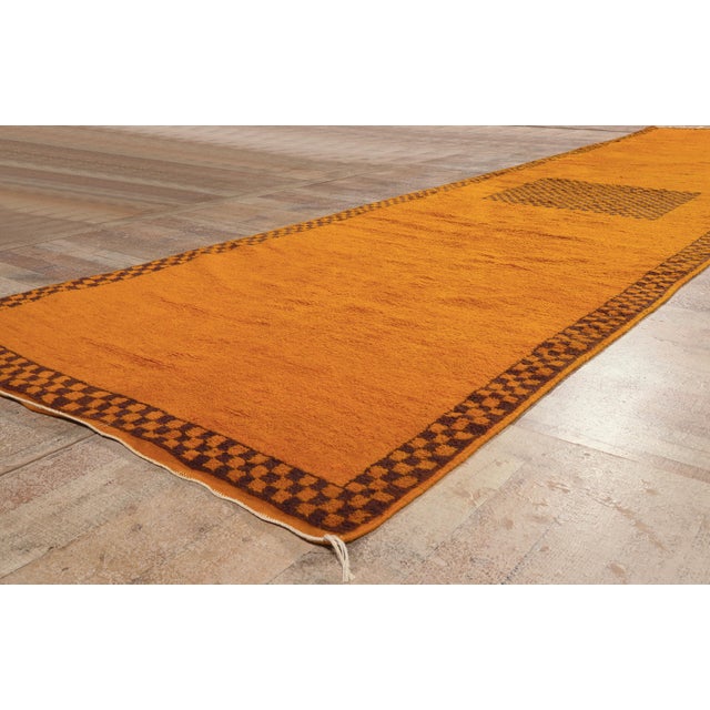 Orange Vintage Taznakht Moroccan Rug, 04'04 X 18'10 For Sale - Image 8 of 11