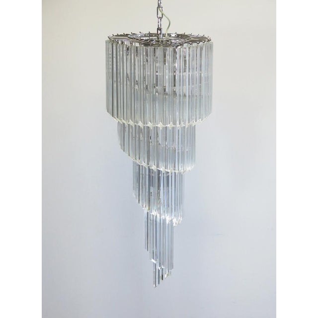 Glass Murano Chandelier with 86 Transparent Prism Quadriedri, 1990s For Sale - Image 7 of 13