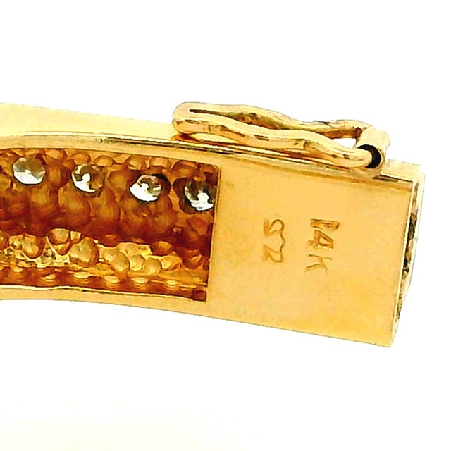 1990s Italian 14k Gold 3.38 Carat Diamond Pavé Dome Bangle Bracelet For Sale - Image 13 of 18
