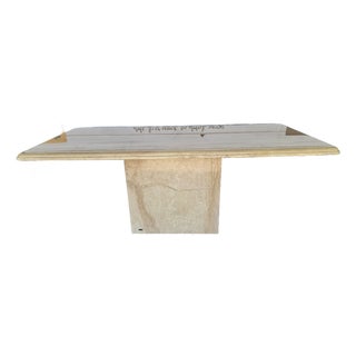 1970s Mid Century Modern Travertine Dining Table For Sale
