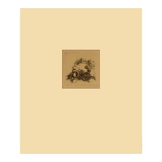 "Head of Batista", Miniature Mid Century Modern Abstract Etching, Proof III by Richard W. Downs For Sale