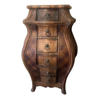Wicker 6 Drawer Chest Cabinet Dresser Bombay Style Vintage 2003 Era For Sale