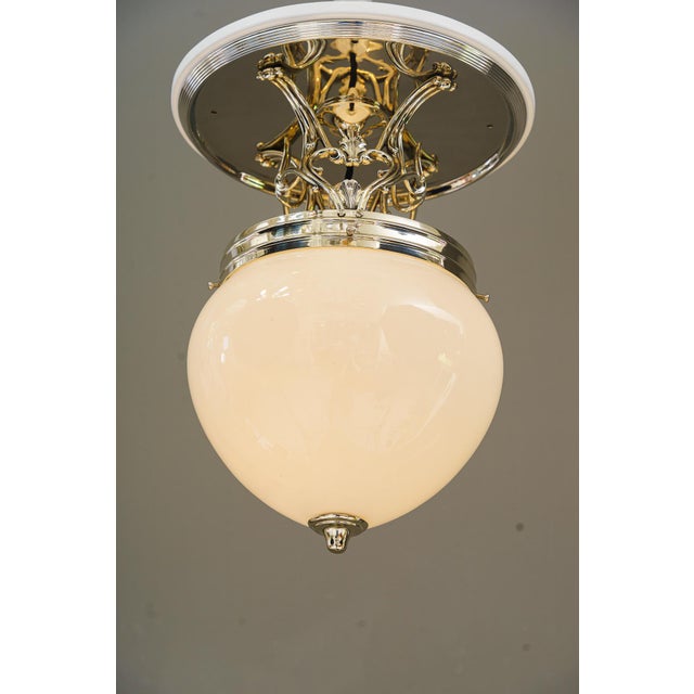 Metal Art Deco Alpaca Ceiling Lamp, Vienna, 1920s For Sale - Image 7 of 15