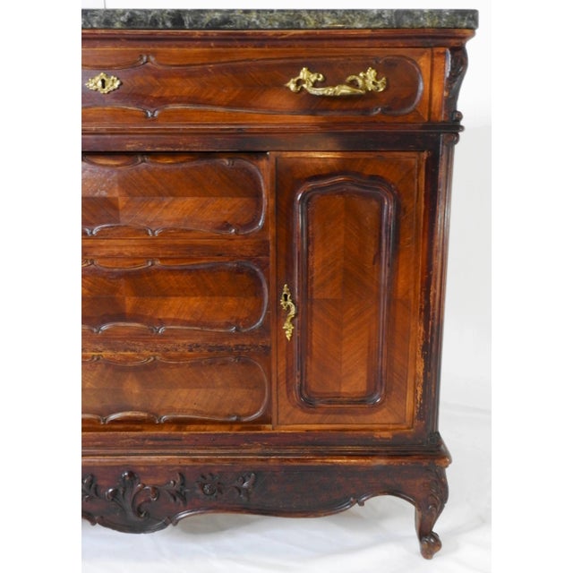 Late 19th Century 19th Century French Linen Press Black Granite Top For Sale - Image 5 of 10