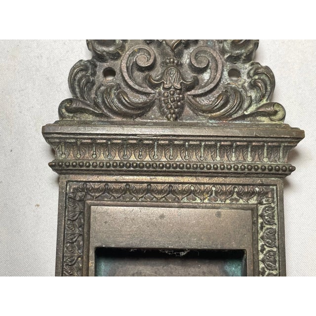 Large Antique Ornate 1800s Gilt Bronze Key Escutcheon Door Hardware Plaque Mount For Sale In New York - Image 6 of 10
