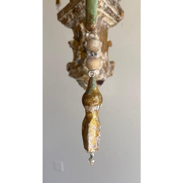 Baroque Late 19th Century Grand Italian Painted and Giltwood Twelve-Light Chandelier For Sale - Image 3 of 16