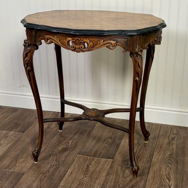 Vintage Louis XV Style Marquetry Side Table For Sale - Image 11 of 16