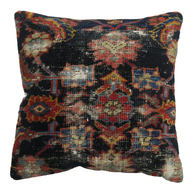 Navy Antique Worn Rug Pillow For Sale