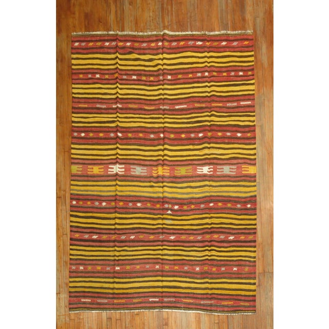 Brick Red Vintage Turkish Kilim, 7'9'' X 10'9'' For Sale - Image 8 of 8