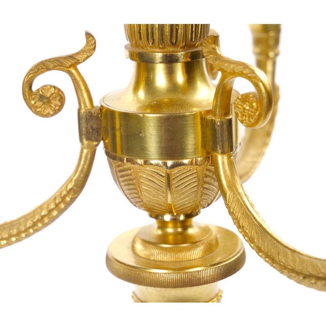Bronze Pair 19th Century Italian Gilt Bronze Four-Light Candelabra Engraved Details For Sale - Image 8 of 11