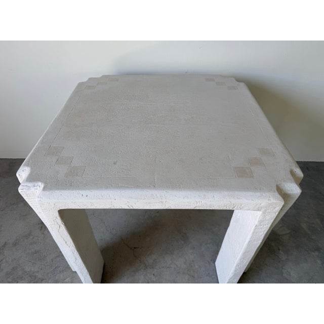 Contemporary 1980’s Postmodern Plastered Wood Geometric Game / Dining Table For Sale - Image 3 of 12