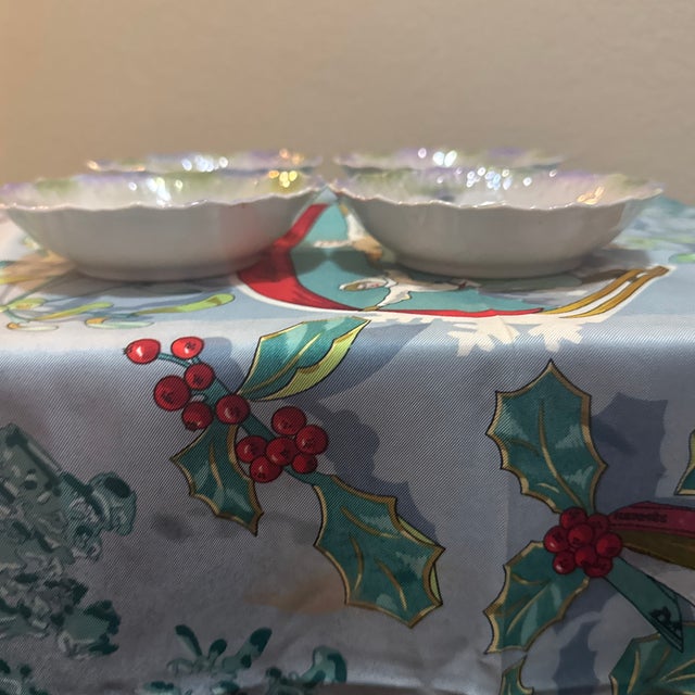 Add a touch of Victorian elegance to your table with this stunning set of four antique porcelain berry bowls. Featuring a...