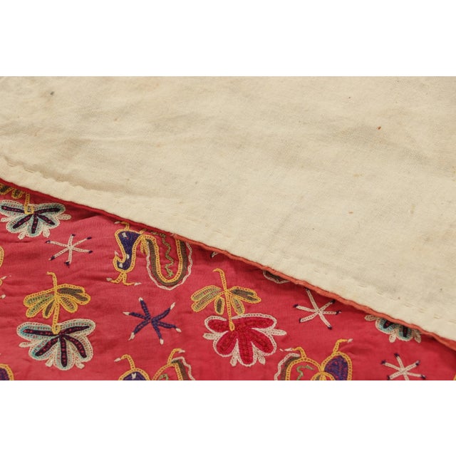 1970s Vintage Indian Textile, Square Tapestry With Fabulous Bird Pictorials - Rug & Kilim For Sale - Image 5 of 5