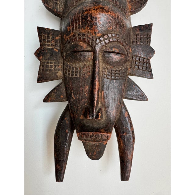 1960s 1960's Vintage Hand-Carved African Tribal Wall Mask/ Sold For Sale - Image 5 of 12