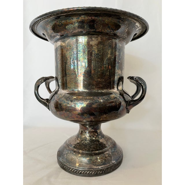 Vintage F.B. Rogers silver plate champagne bucket. Perfect antique patina. A classic bar accessory.