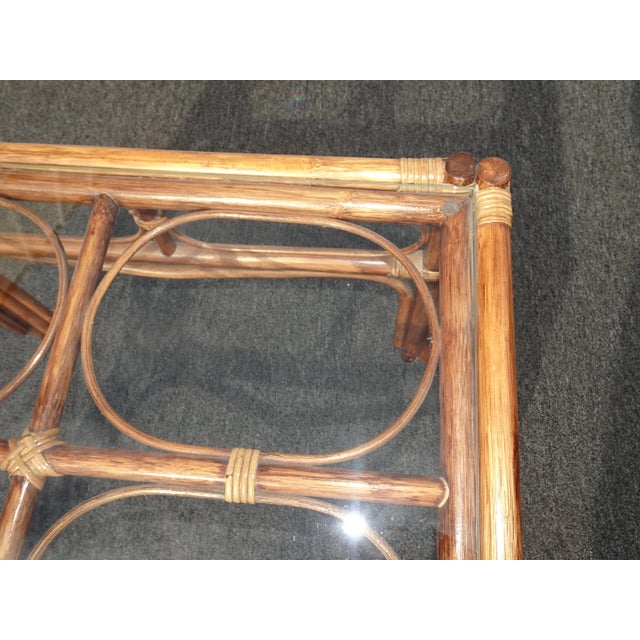 Vintage Mid Century Modern Bamboo Rattan End Table Tiki Palm Beach Style For Sale - Image 9 of 13