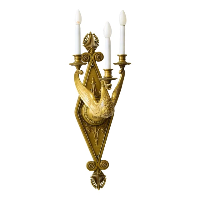 Very Large Wall Lamp with Swan Figure For Sale