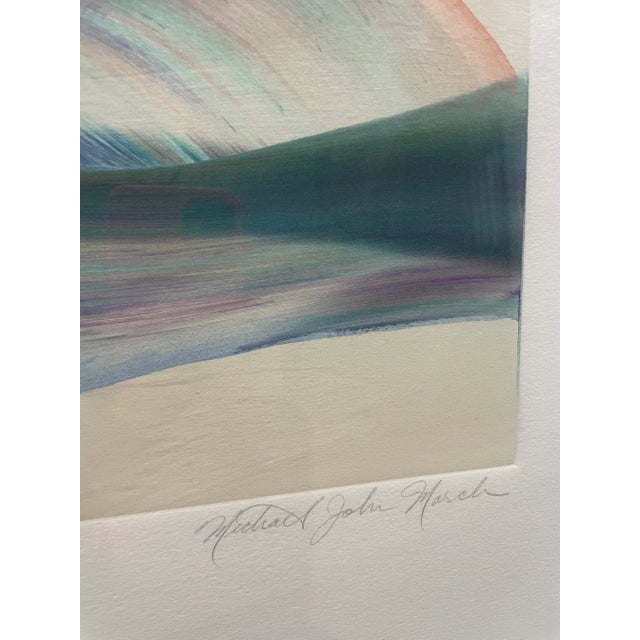 Teal Abstract Framed Wall Art Monoprint “Undertow” by Michael John March For Sale - Image 8 of 10