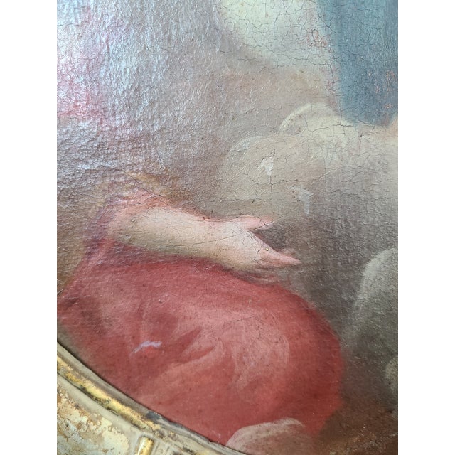 Antique 18th Century Religious Oil Painting Assumption of the Virgin Mary For Sale - Image 13 of 16