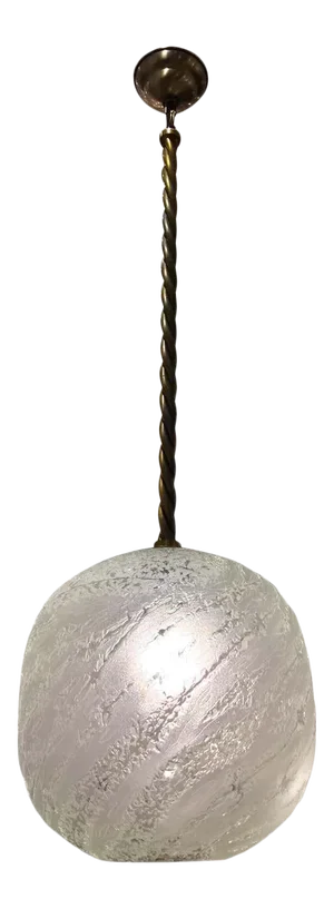 Vintage Italian Etched Murano Glass Globe Pendant Light