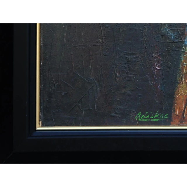 1960s 1960 "Forms" Black, Green, Red, and Orange Abstract Geometric Painting by David Adickes For Sale - Image 5 of 12