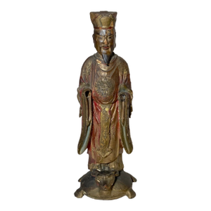 Antique 19th Century Chinese Daoist Deity Xuanwu Wood Sculpture Statue Figure