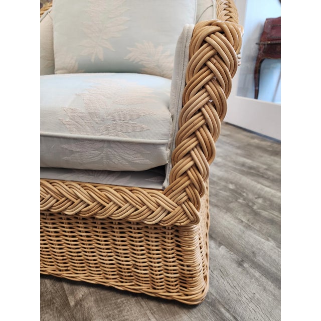 Late 20th Century Michael Taylor Style Wicker Rattan Armchair For Sale - Image 16 of 18