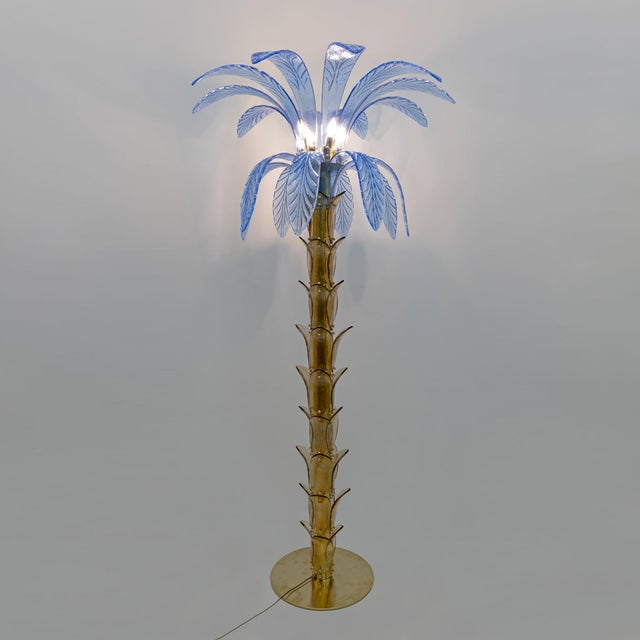 Murano Glass and Brass Palm Tree Floor Lamps from Maestri Muranesi, 1970s, Set of 2 For Sale - Image 10 of 14
