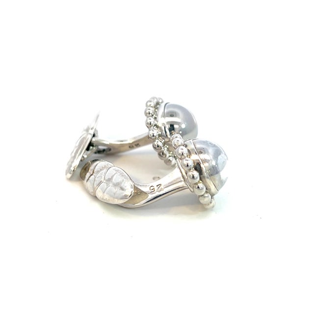 Contemporary 1990s Georg Jensen Estate Round Beaded Mens Cufflinks Silver, 2 Pieces For Sale - Image 3 of 12