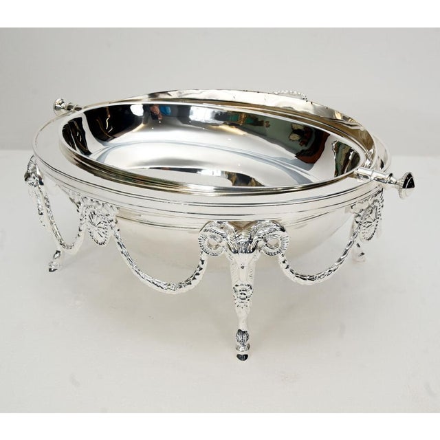 Edwardian Revival Silver-Plated Chafing Entree Dish with Revolving Dome Cover For Sale - Image 9 of 12
