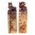 Pair of Hand-Carved Chinese Soapstone Zodiac Seals - Monkey and Ox With Landscape Engravings. For Sale
